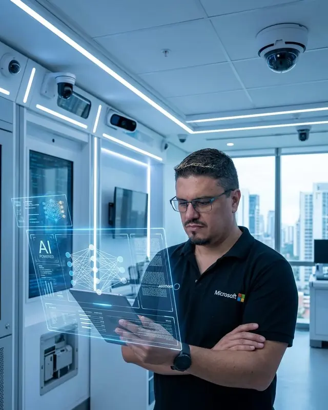 Instrutor da Corp360 demonstrando recursos de inteligência artificial